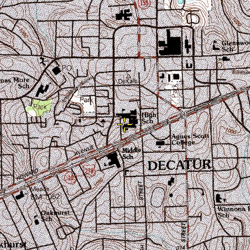 Topographic Map of Decatur High School, GA