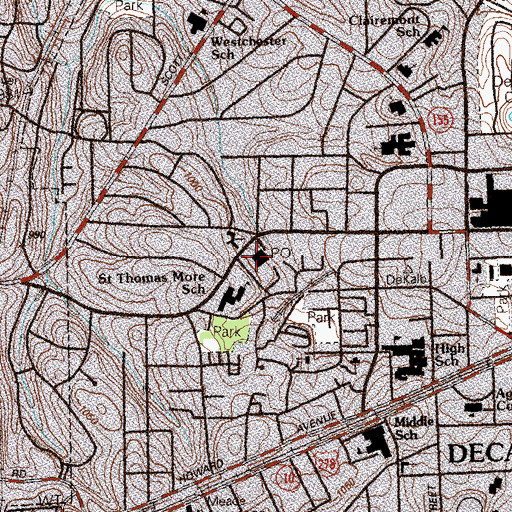 Topographic Map of Decatur Post Office, GA