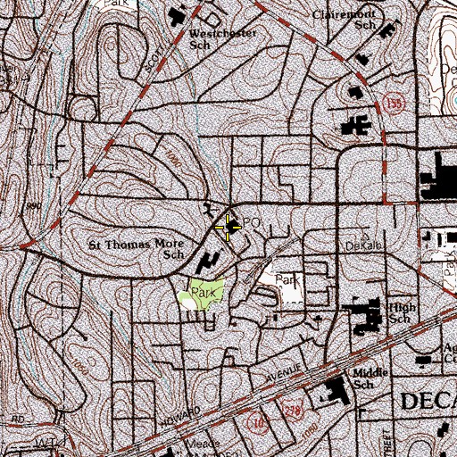 Topographic Map of Decatur Post Office, GA