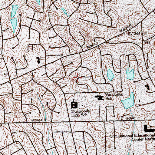 Topographic Map of Dunwoody Corners, GA