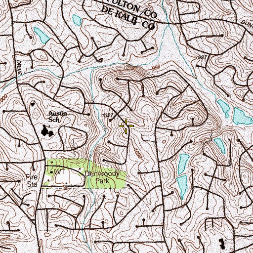 Topographic Map of Dunwoody Heights, GA