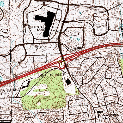 Topographic Map of Exit 21, GA