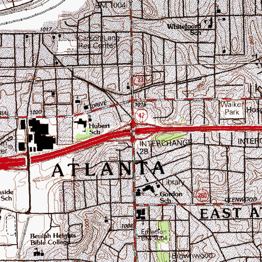 Topographic Map of Exit 28, GA