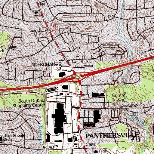 Topographic Map of Exit 33, GA