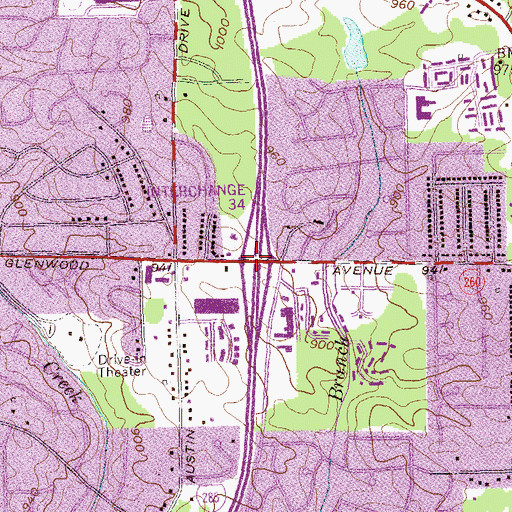 Topographic Map of Interchange 34, GA