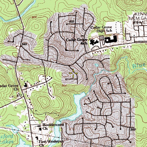 Topographic Map of Blue Creek Forest, GA
