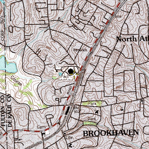 Topographic Map of Brookhaven Park, GA