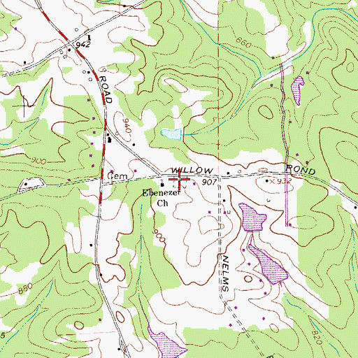 Topographic Map of Ebenezer Cemetery, GA