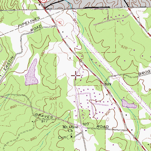 Topographic Map of Fayette Acres, GA
