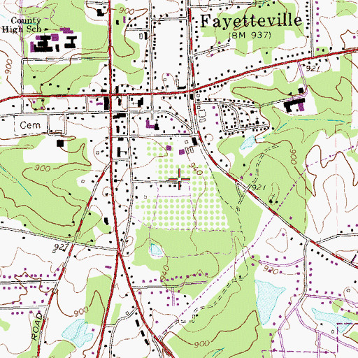 Topographic Map of Fayette County Jail, GA