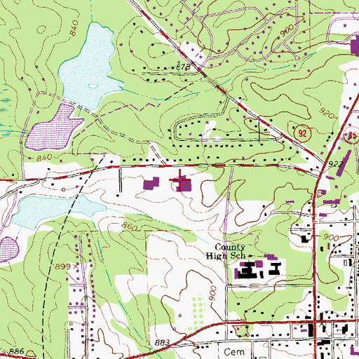 Topographic Map of Fayetteville Elementary School, GA