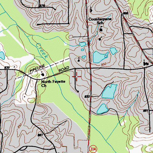 Topographic Map of Morning Creek Estates, GA