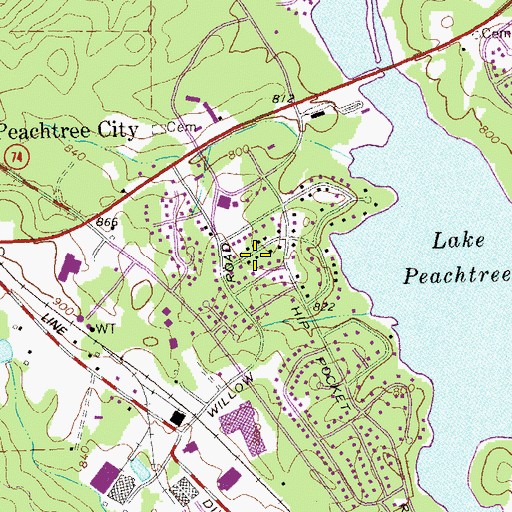 Topographic Map of Peachtree Villas, GA