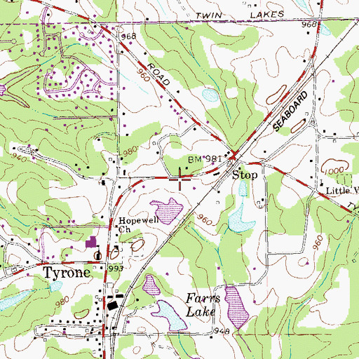Topographic Map of Shamrock Park, GA