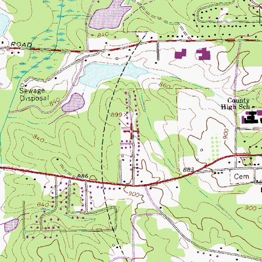 Topographic Map of Sharon Heights, GA