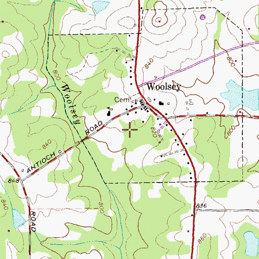 Topographic Map of Woolsey Creek Plantation, GA