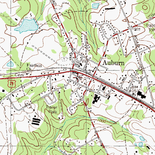 Topographic Map of Auburn United Methodist Church, GA