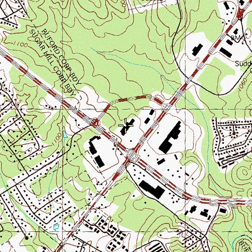 Topographic Map of Buford Crossroads Shopping Center, GA