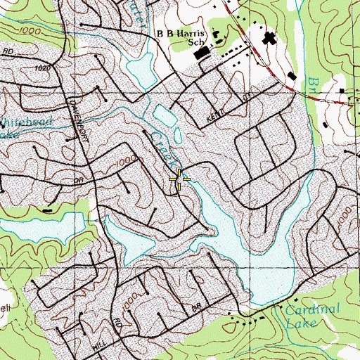 Topographic Map of Cardinal Lake Estates, GA