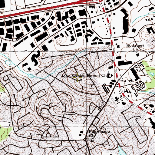 Topographic Map of Danbury Village, GA
