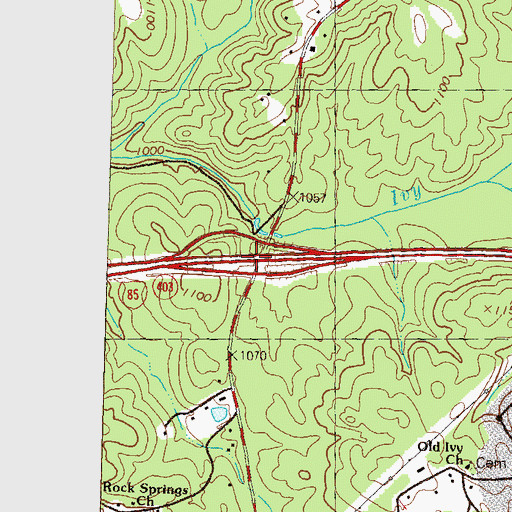 Topographic Map of Exit 46, GA