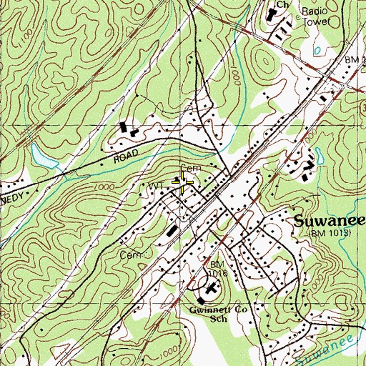 Topographic Map of First United Methodist Church, GA