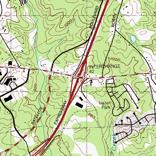 Topographic Map of Interchange 42, GA
