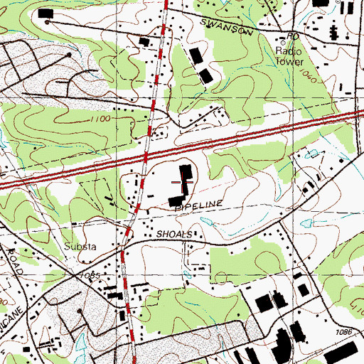Topographic Map of Lawrenceville Corners Shopping Center, GA