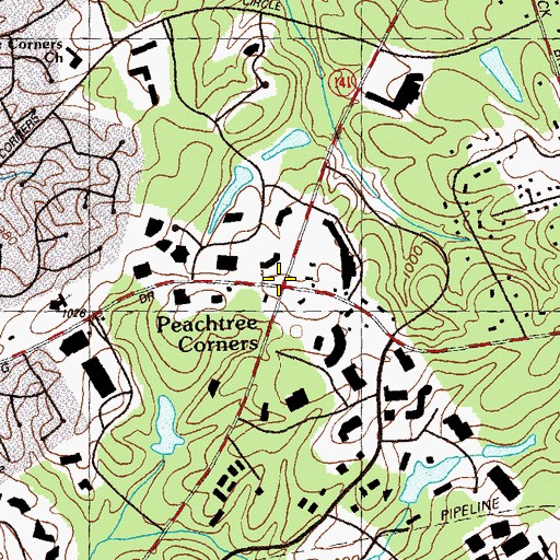 Topographic Map of Peachtree Corners, GA