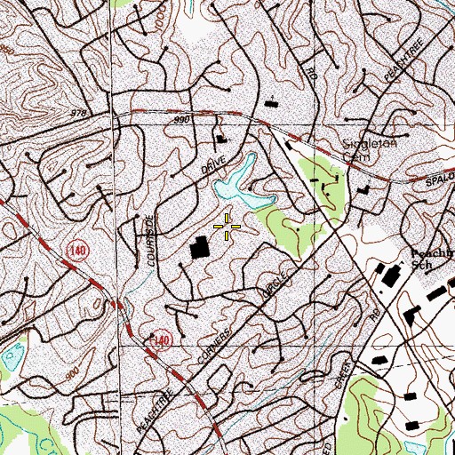 Topographic Map of Peachtree Forest, GA