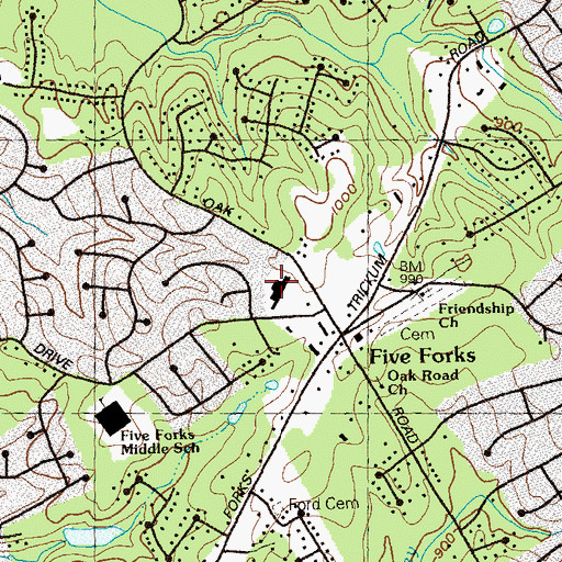 Topographic Map of River Oak Plaza Shopping Center, GA