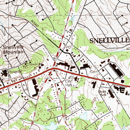 Topographic Map of Snellville Plaza Shopping Center, GA