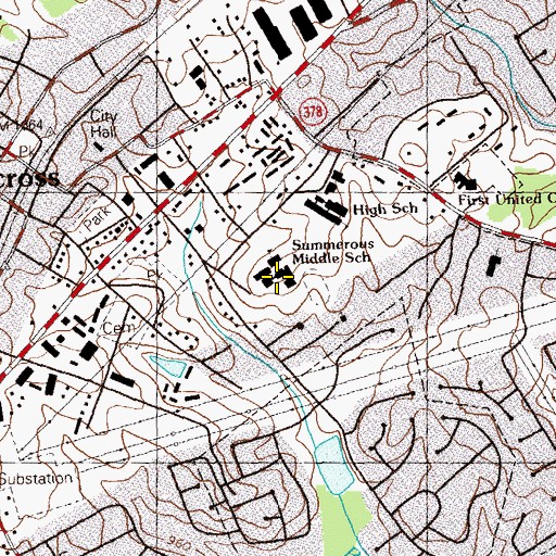 Topographic Map of Summerour Middle School, GA
