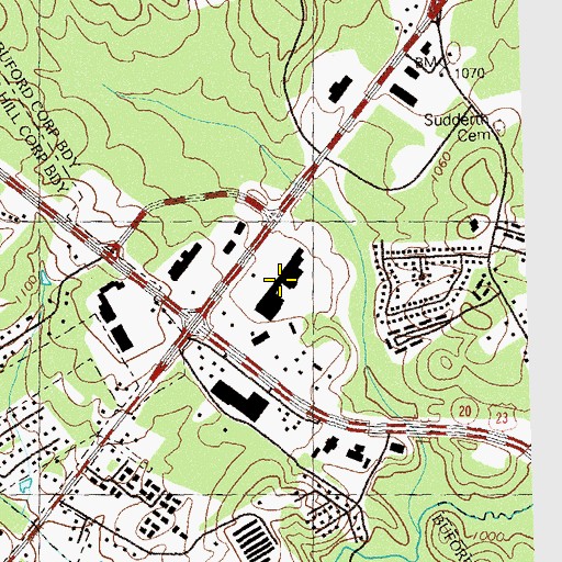 Topographic Map of Village Square Shopping Center, GA