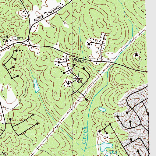 Topographic Map of Whitlock Farms, GA