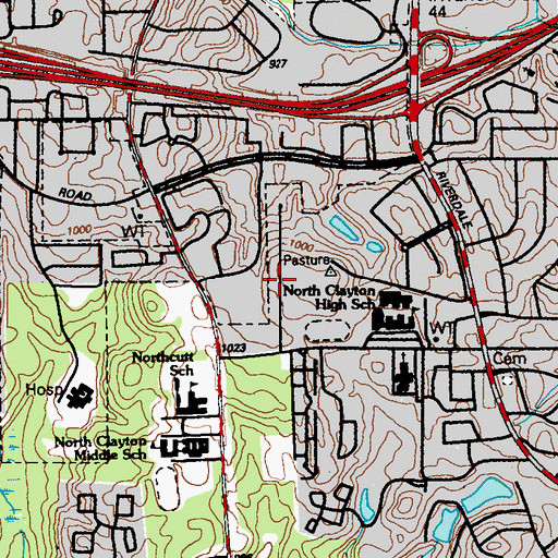 Topographic Map of Crystal Acres, GA