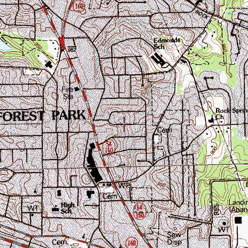 Topographic Map of Woodland Park, GA