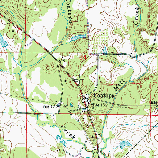 Topographic Map of Coatopa Post Office, AL
