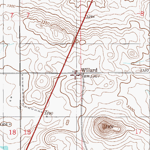 Topographic Map of Willard Post Office (historical), MT