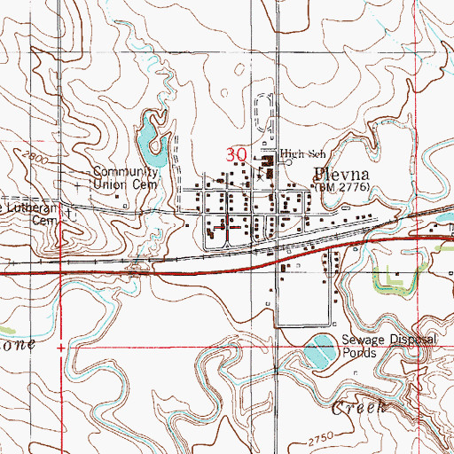Topographic Map of Peace Lutheran Church, MT
