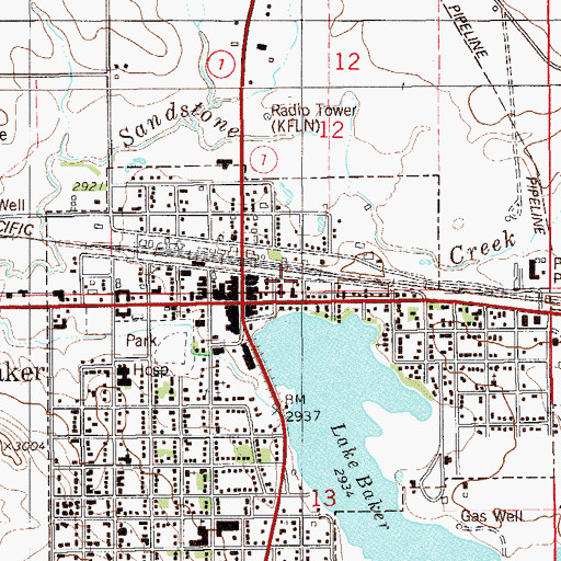 Topographic Map of Eastside School (historical), MT