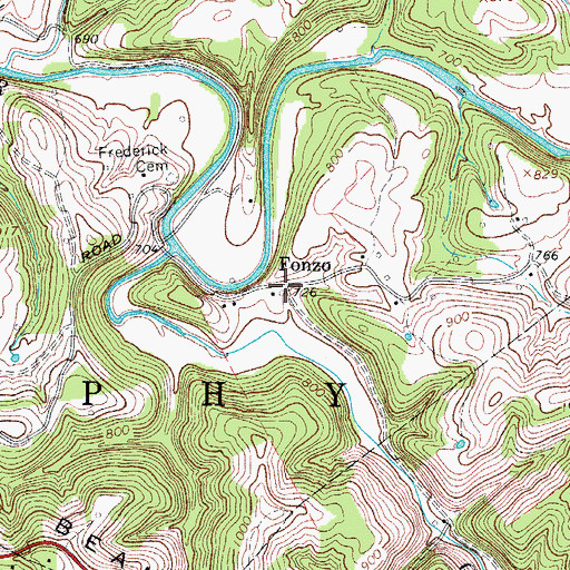 Topographic Map of Fonzo Post Office (historical), WV