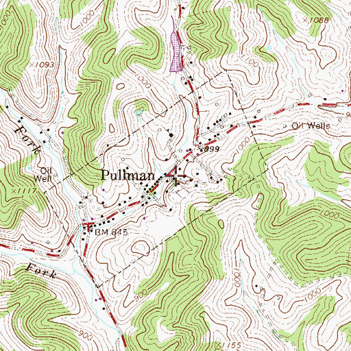 Topographic Map of Pullman Church, WV