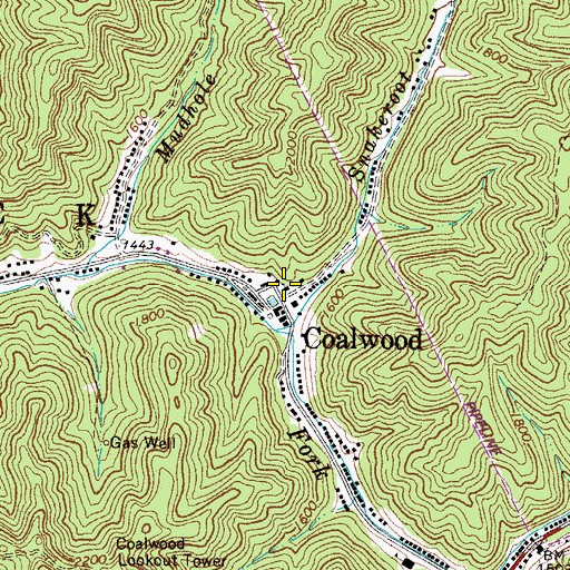 Topographic Map of Coalwood Community Church, WV