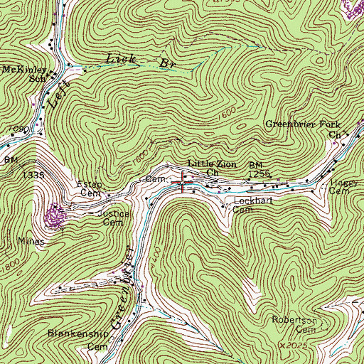 Topographic Map of Greenbrier School (historical), WV