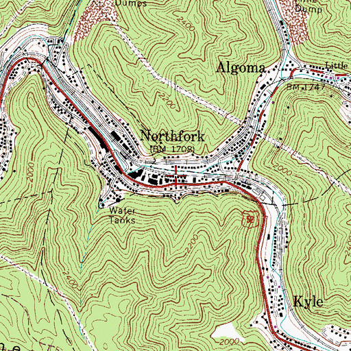 Topographic Map of Clark (historical), WV