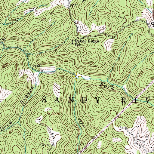 Topographic Map of South Fork Slaunch Fork, WV