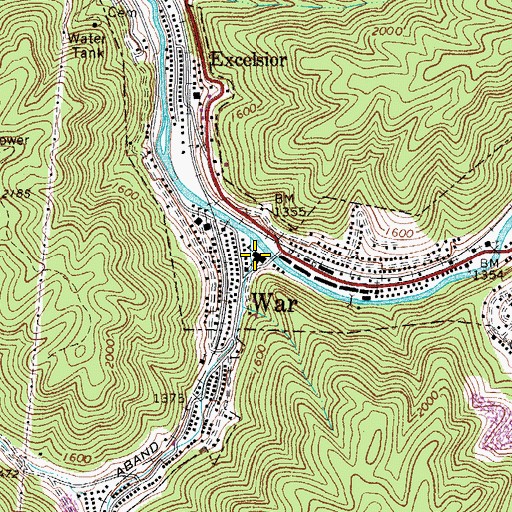Topographic Map of War Elementary School (historical), WV