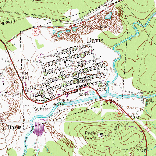 Topographic Map of Davis Methodist Episcopal Church, WV