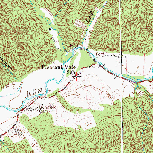 Topographic Map of Pleasant Vale, WV